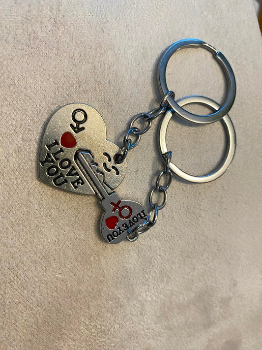 I Love You His and Hers Keyrings - Heart And Key