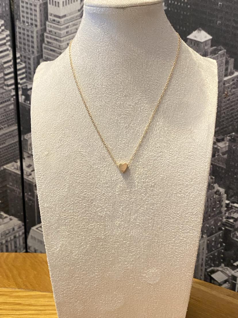 Dainty Choker Style Necklace With a Small Heart Pendant - Golden Coloured