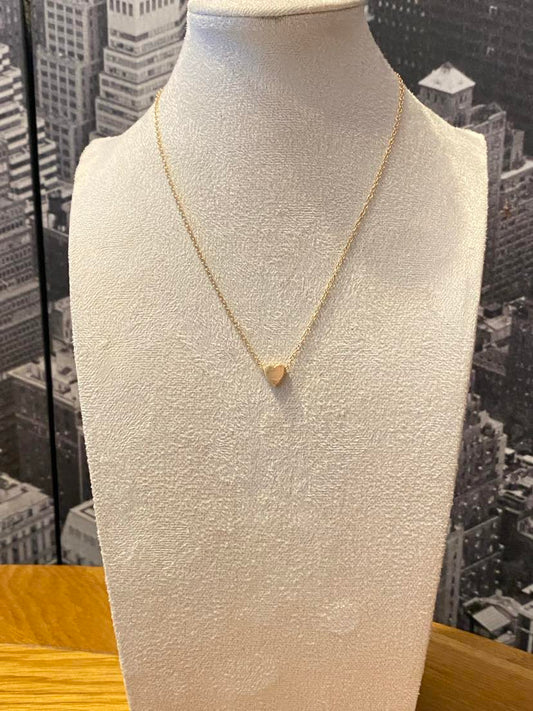 Dainty Choker Style Necklace With a Small Heart Pendant - Golden Coloured